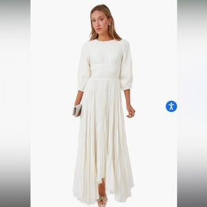Jonathan Simkhai Ivory Ames Mushroom Pleats Three Dress